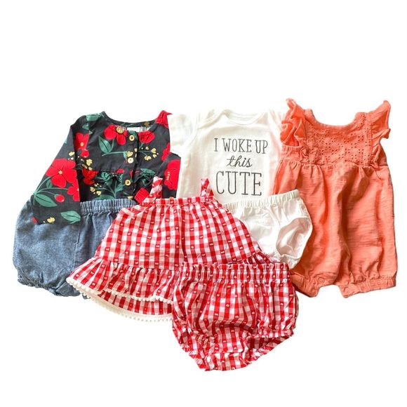 CARTER'S, CAT & JACK Baby Girl Outfits, 0-3 Months, Spring Summer, Set of 4 - Picture 1 of 3